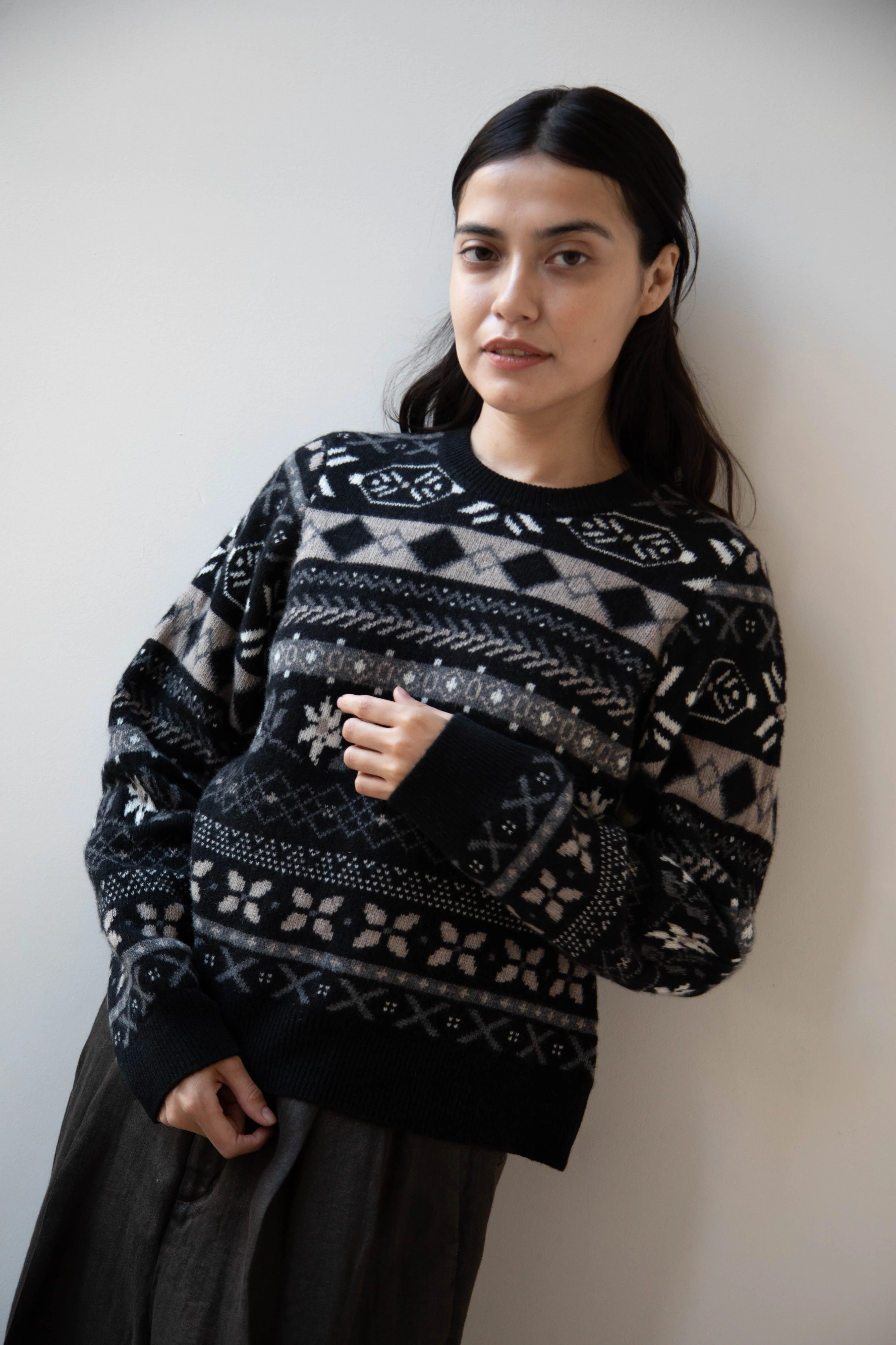 Skall | Ellinor Sweater in Black & Grey Jacquard