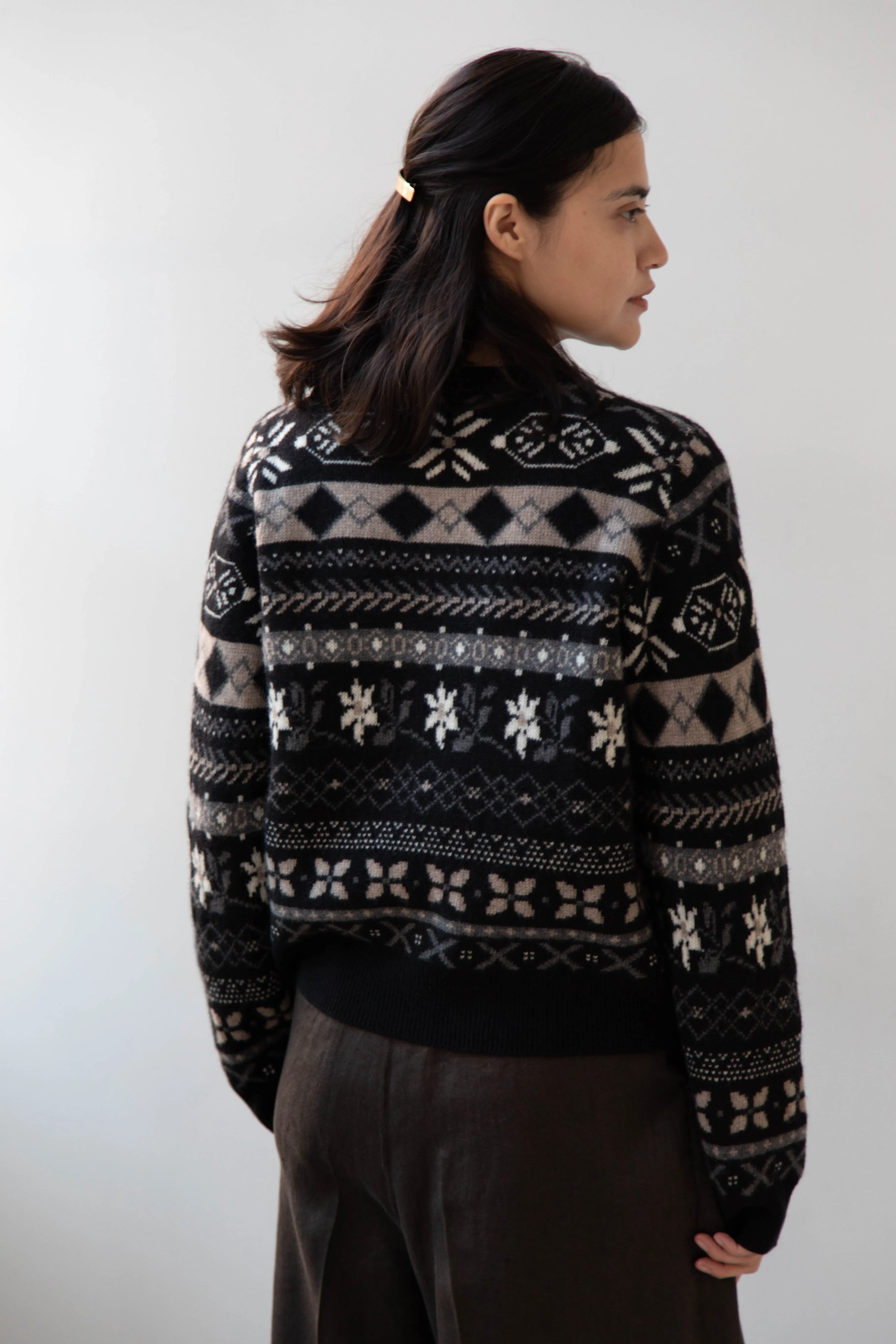 Skall | Ellinor Sweater in Black & Grey Jacquard