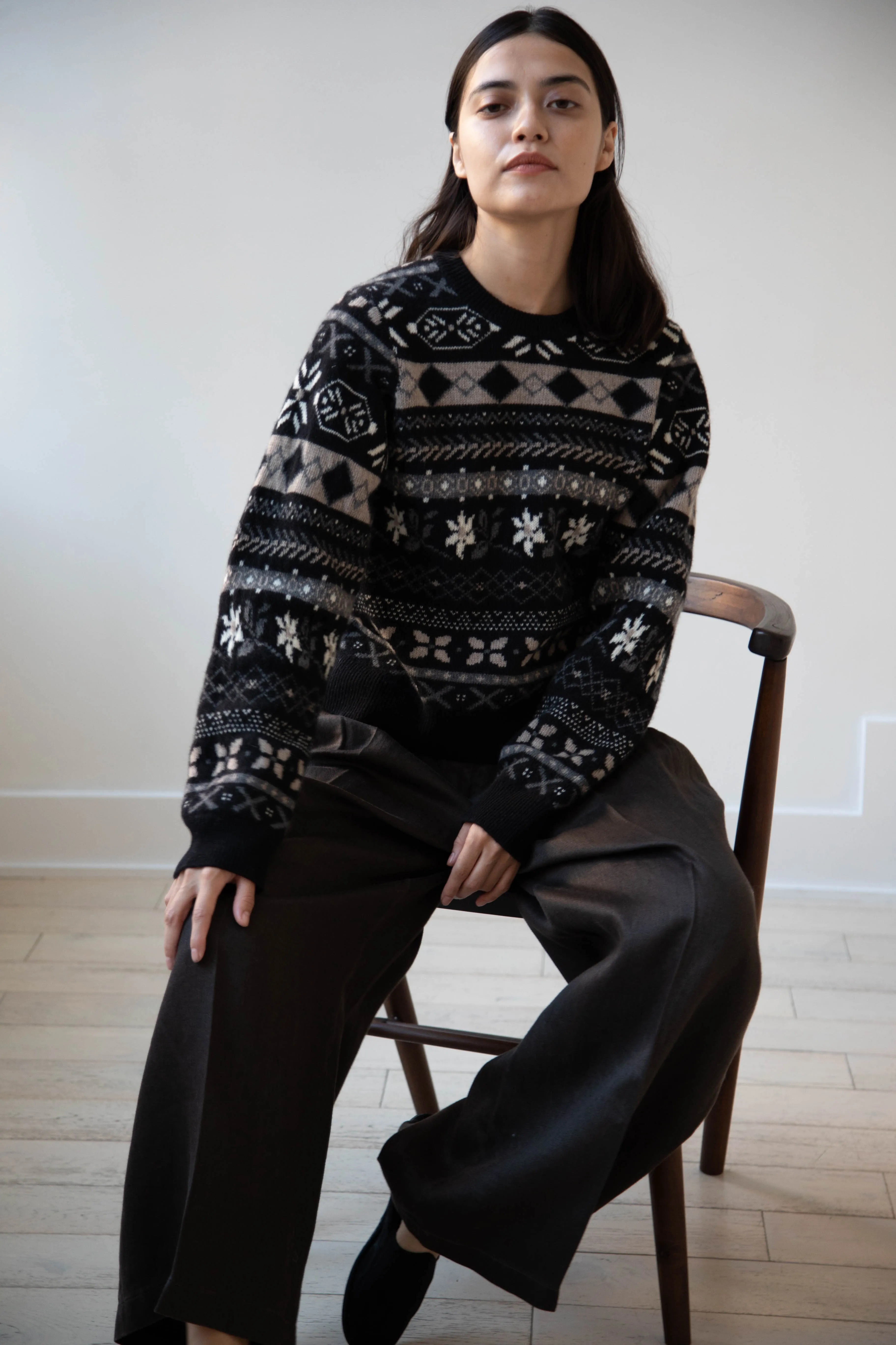 Skall | Ellinor Sweater in Black & Grey Jacquard