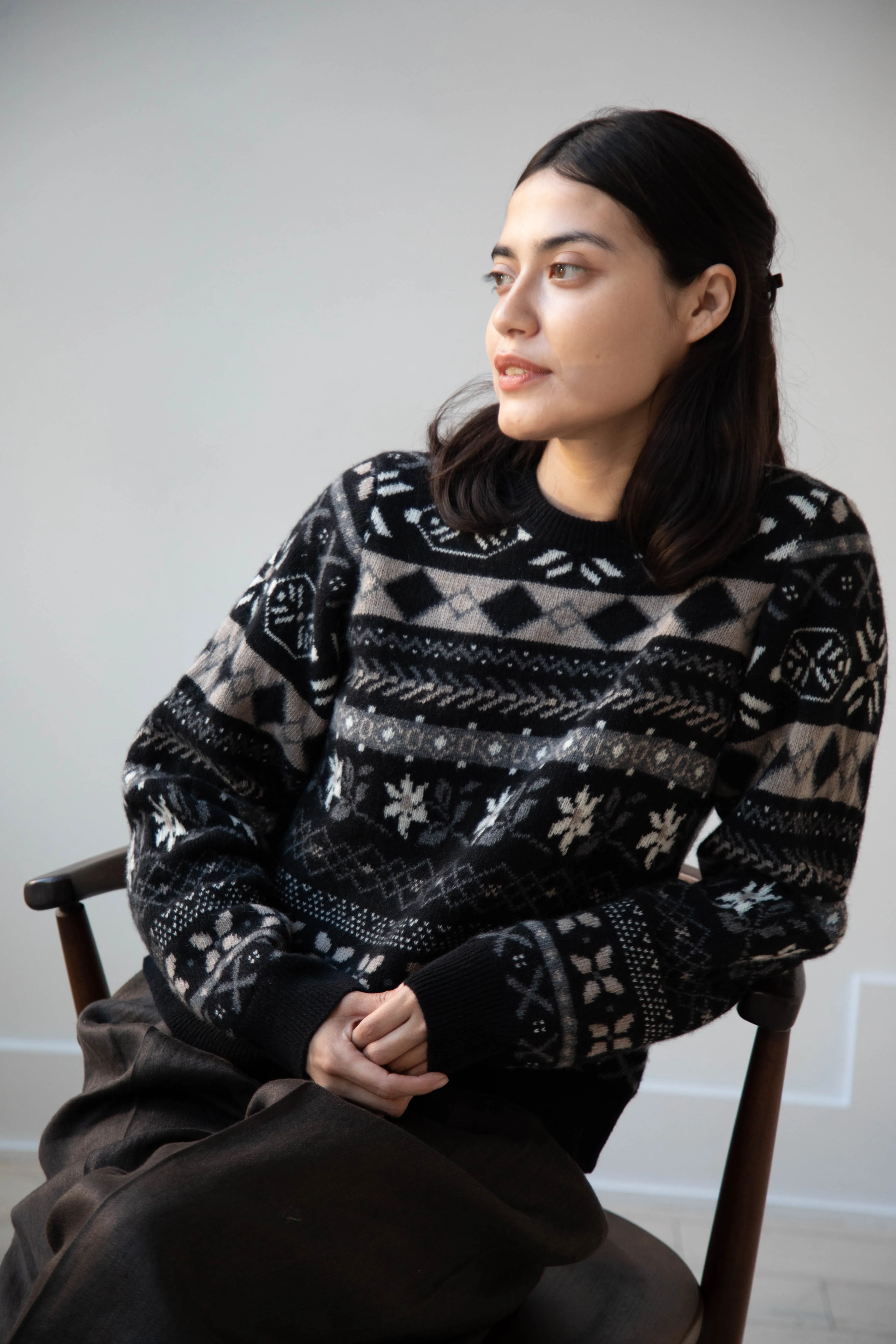 Skall | Ellinor Sweater in Black & Grey Jacquard