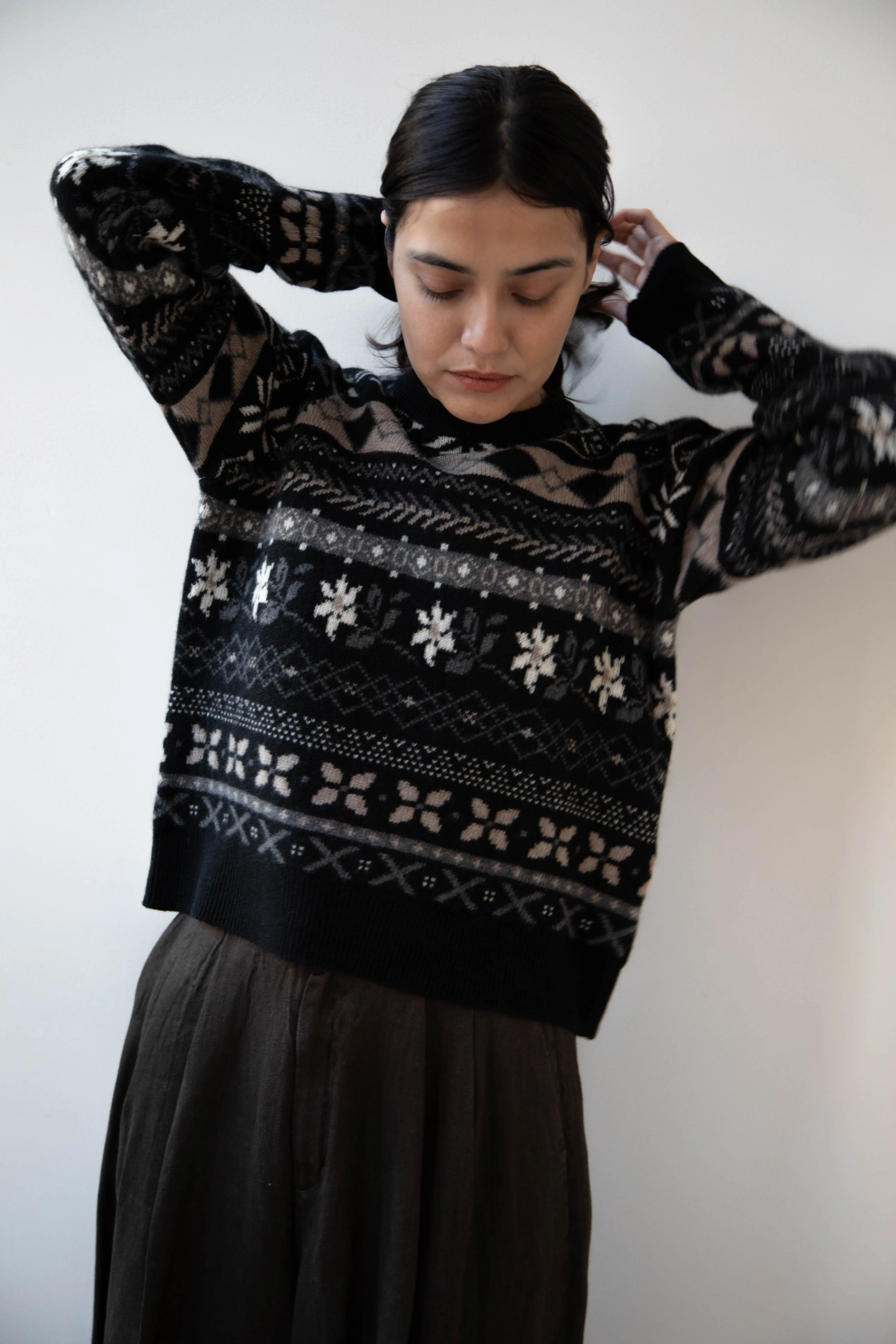 Skall | Ellinor Sweater in Black & Grey Jacquard