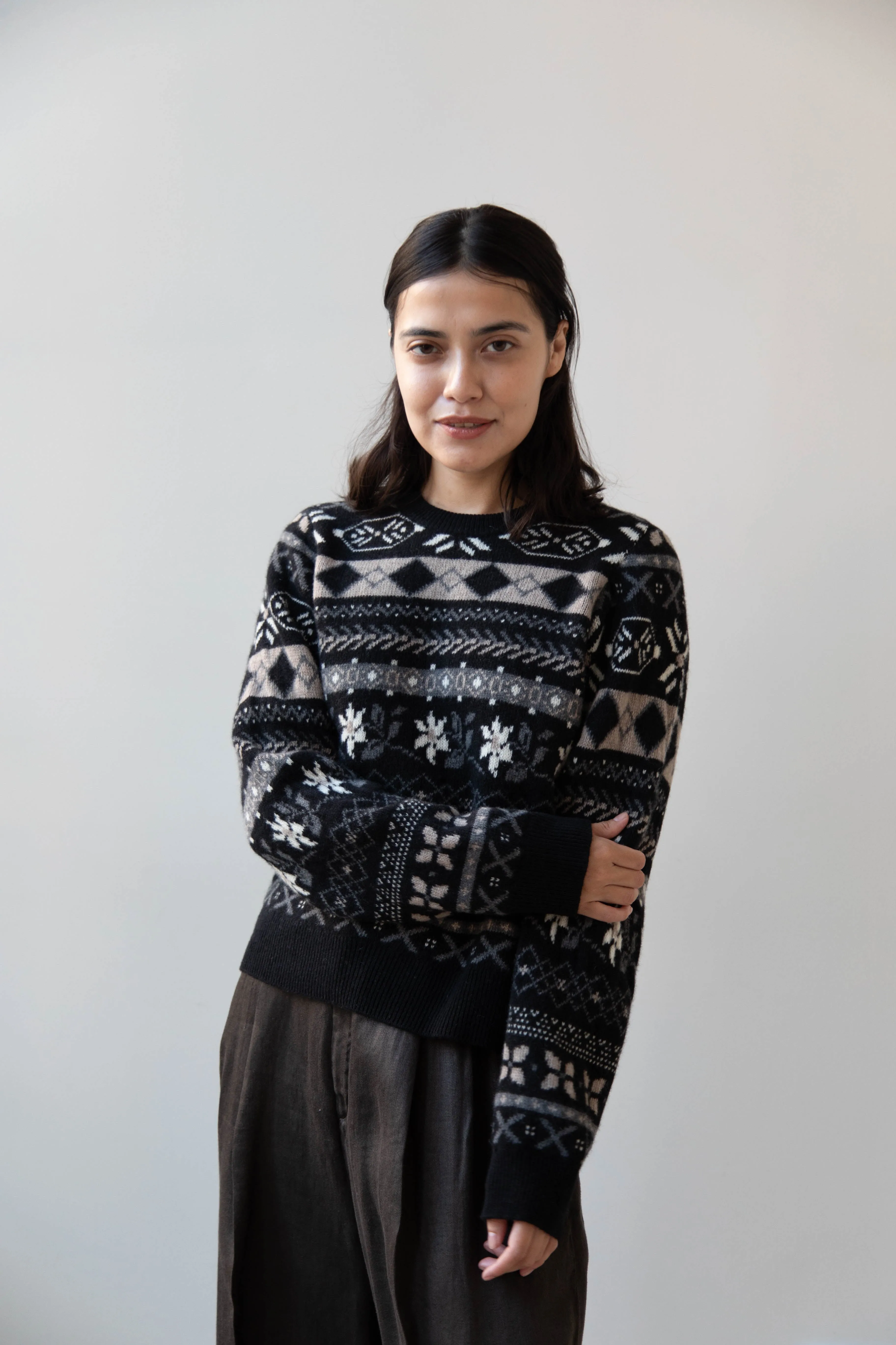 Skall | Ellinor Sweater in Black & Grey Jacquard