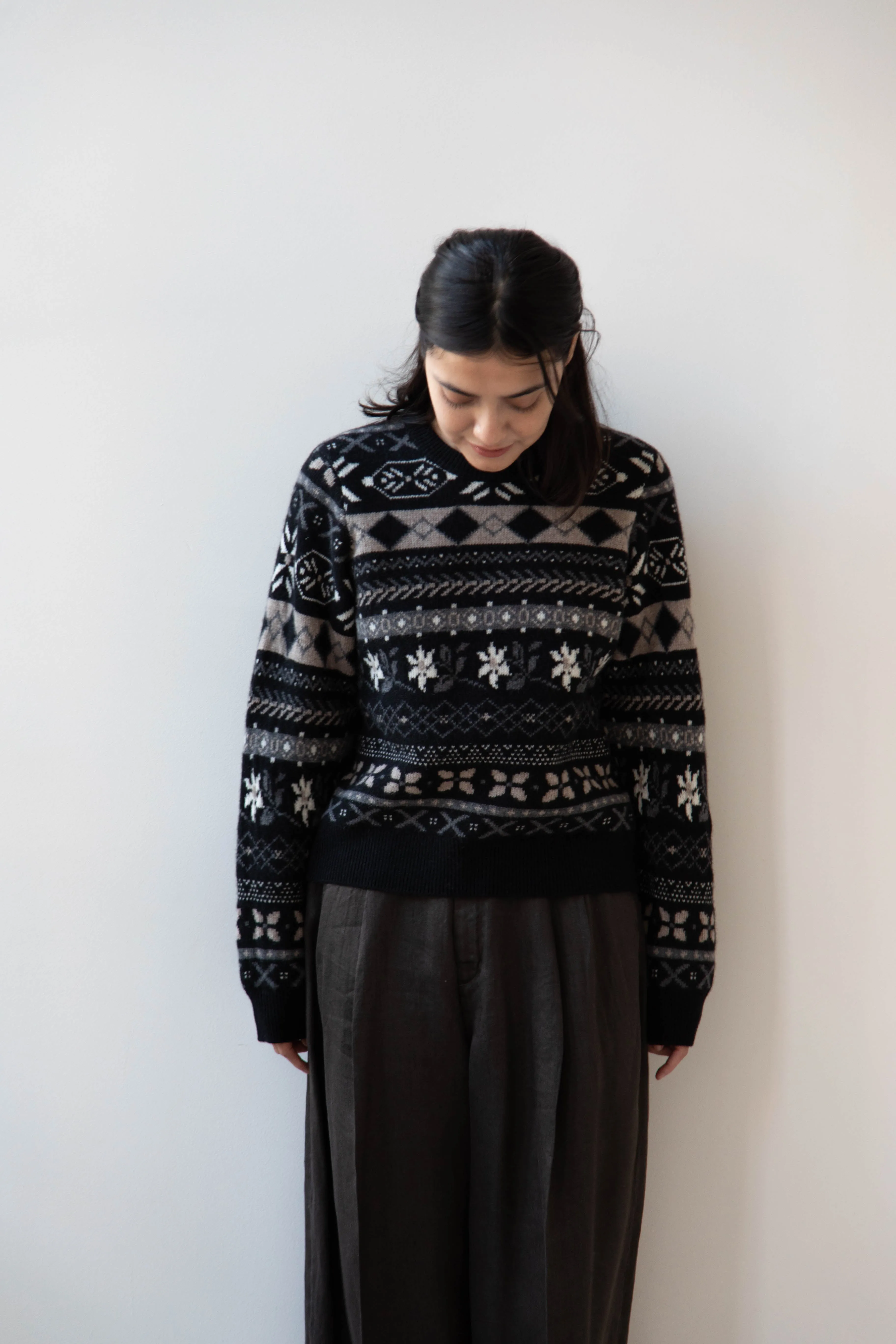 Skall | Ellinor Sweater in Black & Grey Jacquard