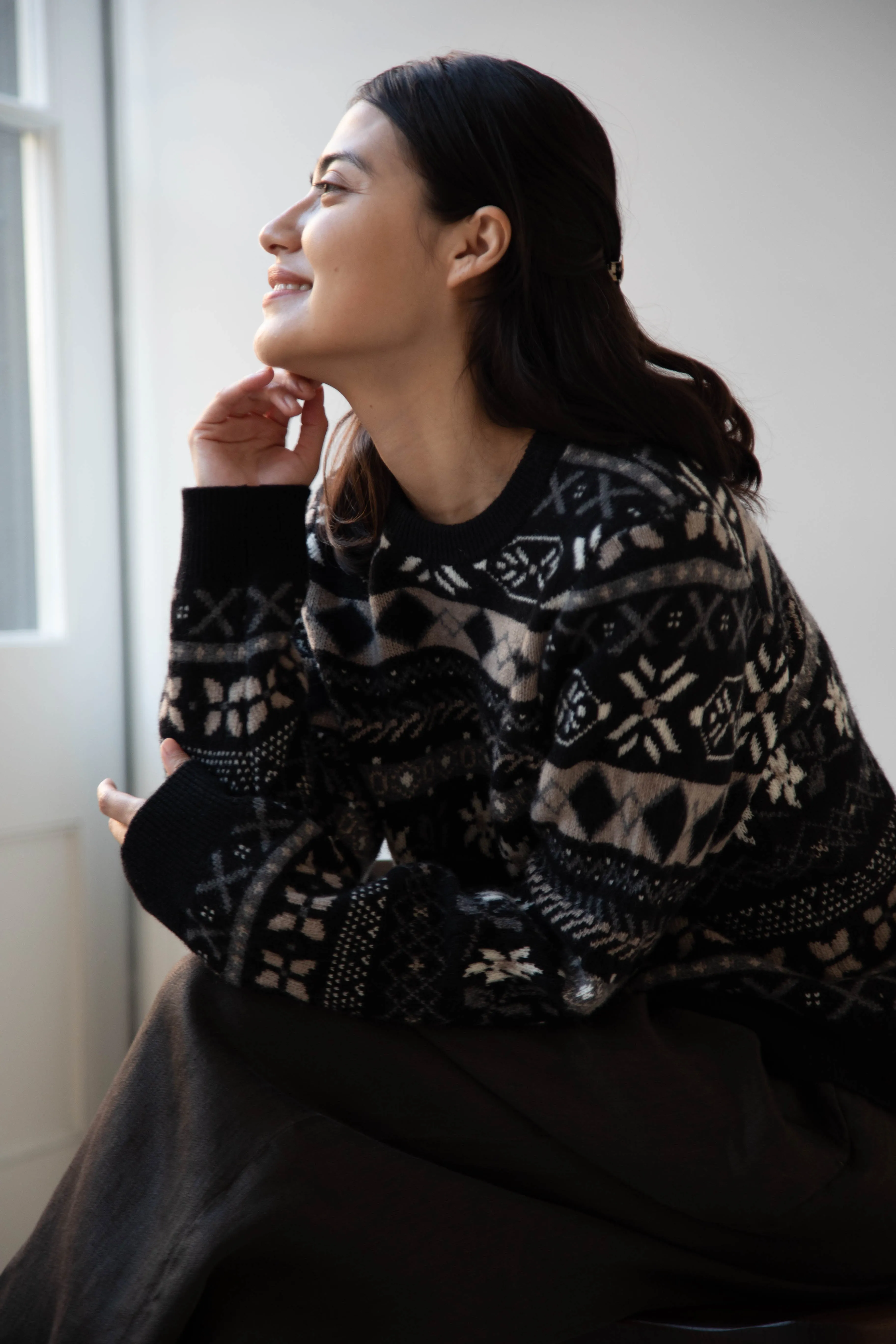 Skall | Ellinor Sweater in Black & Grey Jacquard