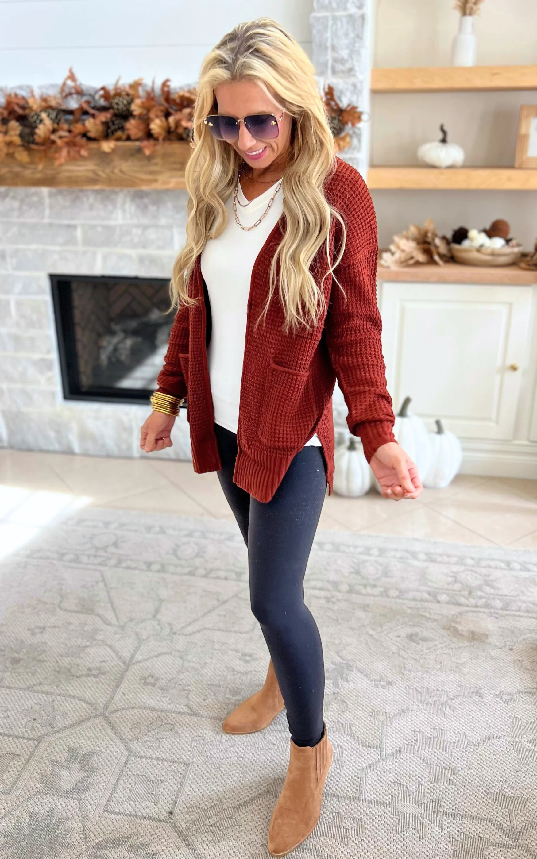 THE JESSICA Waffle Cardigan Sweater - Part 2 - Final Sale