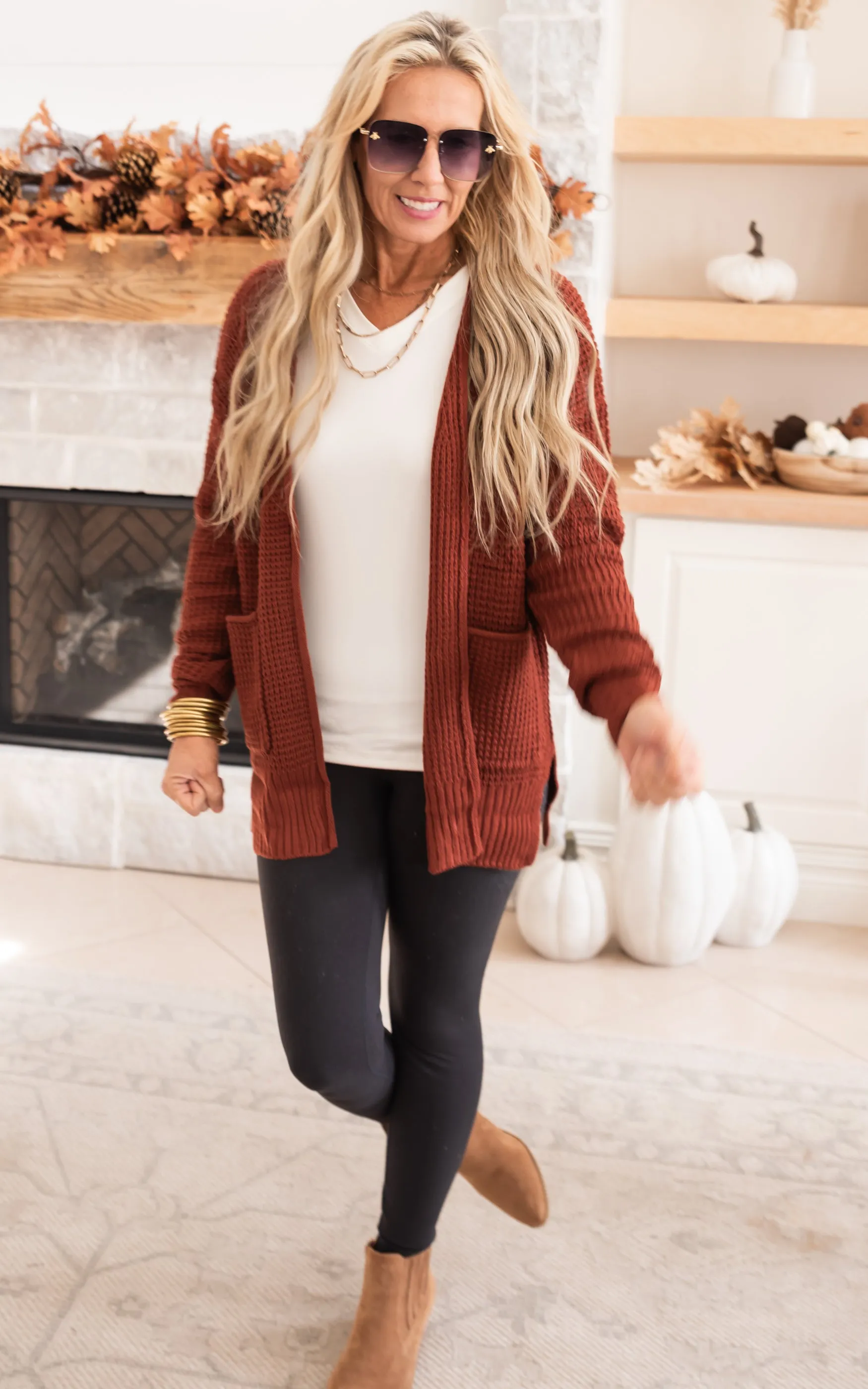 THE JESSICA Waffle Cardigan Sweater - Part 2 - Final Sale