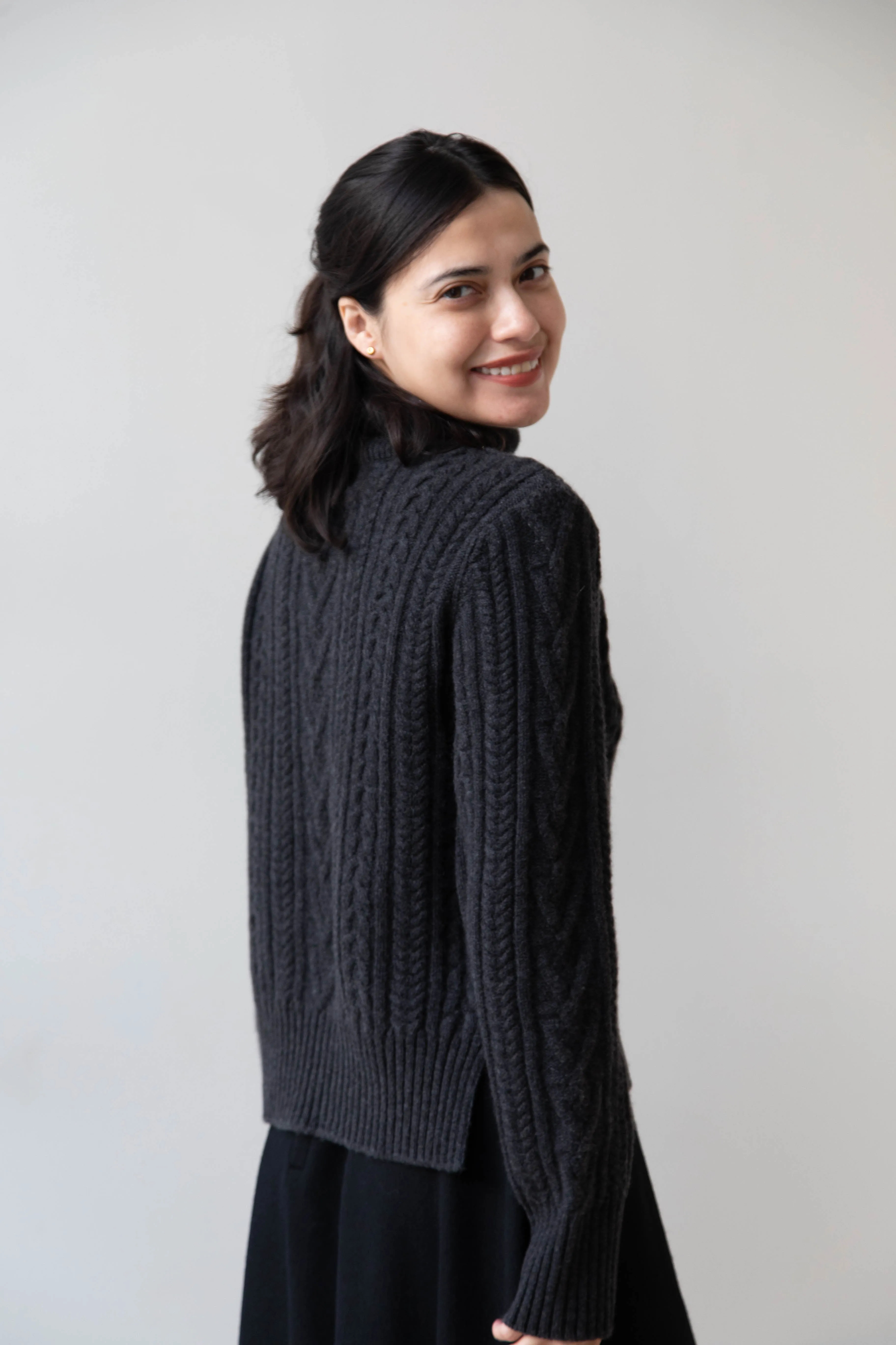 The Loom | Cable Turtleneck Sweater in Grey