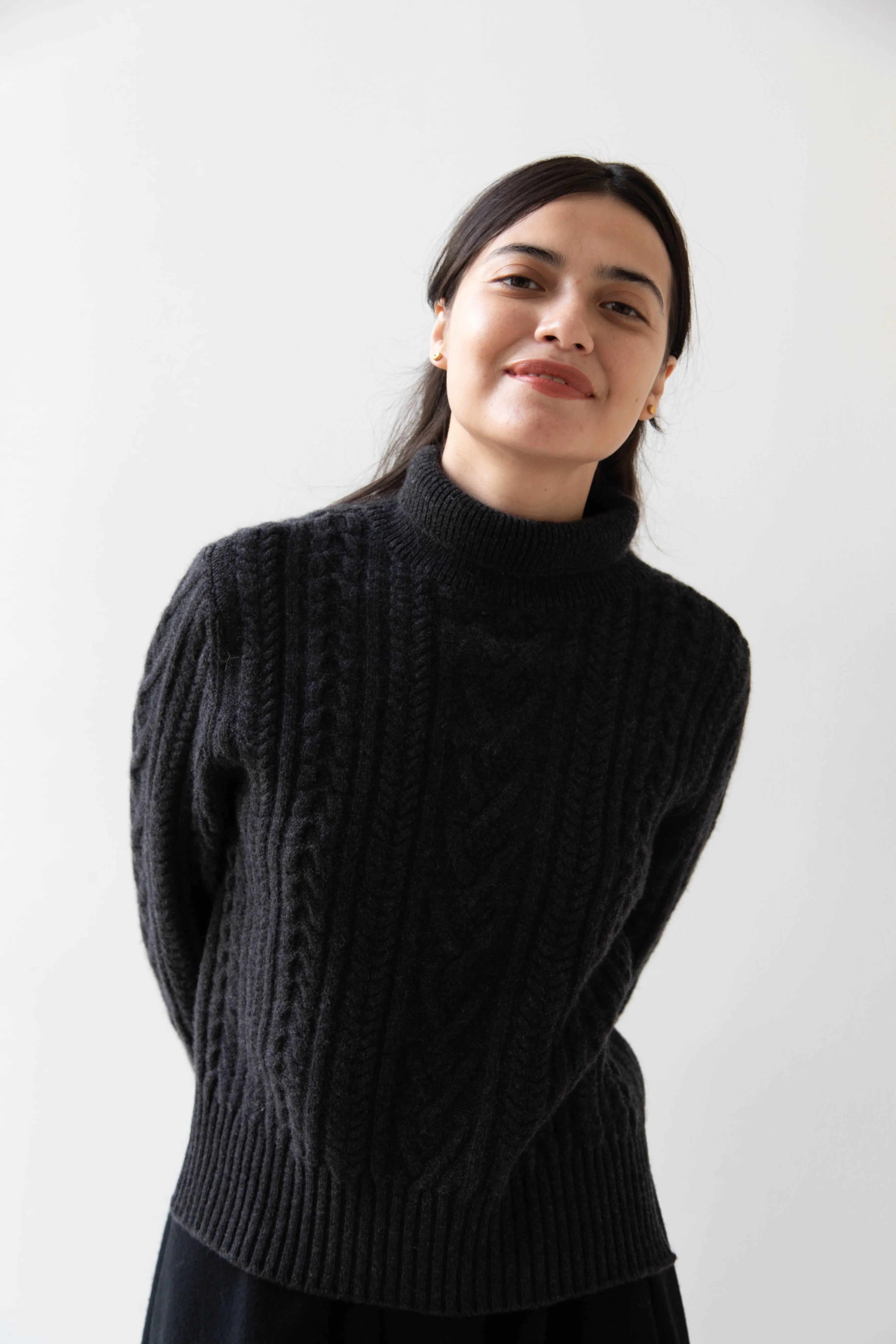 The Loom | Cable Turtleneck Sweater in Grey