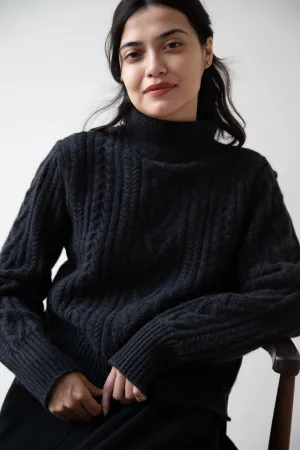 The Loom | Cable Turtleneck Sweater in Grey