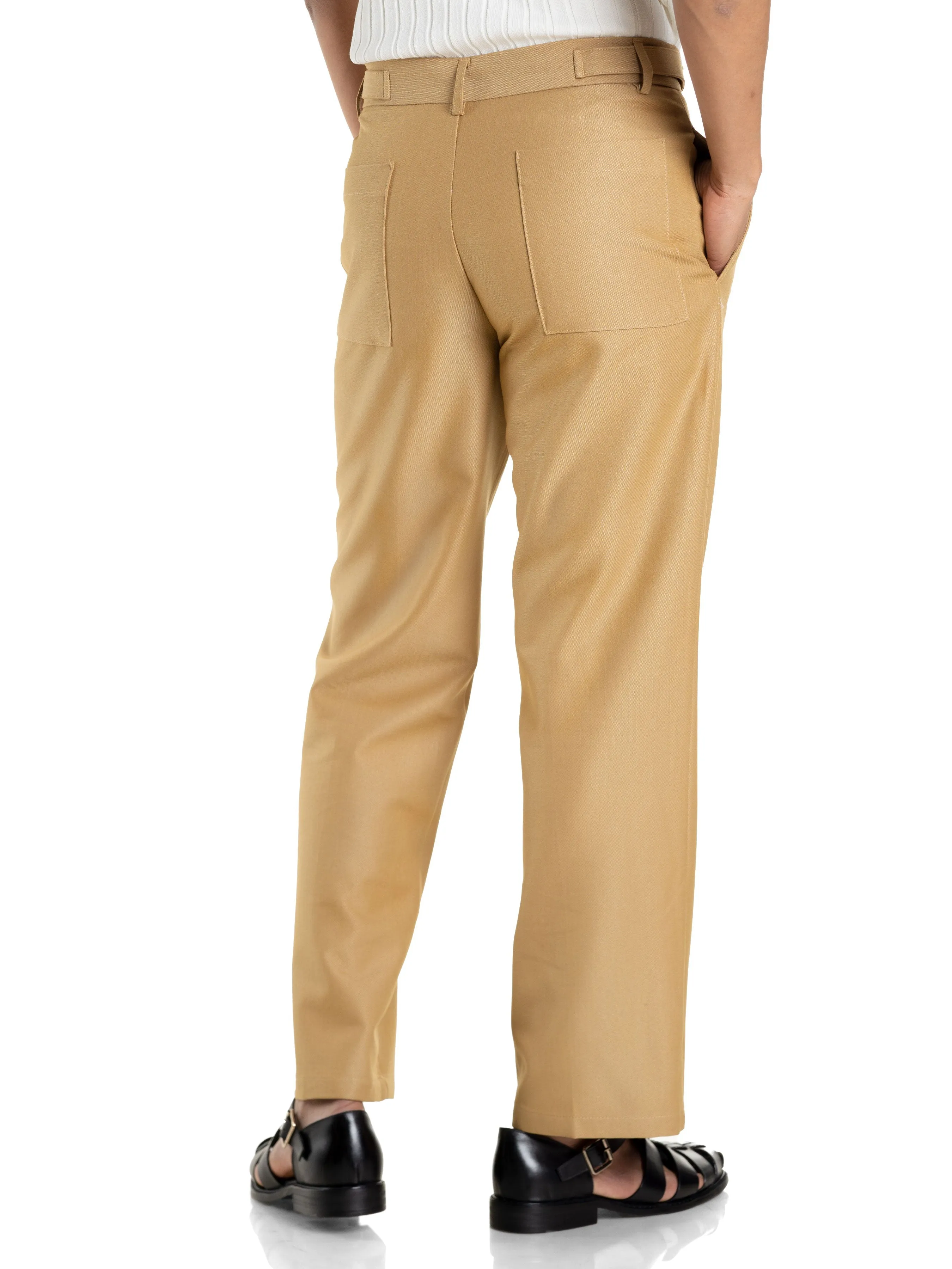 Trousers Belt Loop With Side Adjusters - Wheat (Straight Cut)