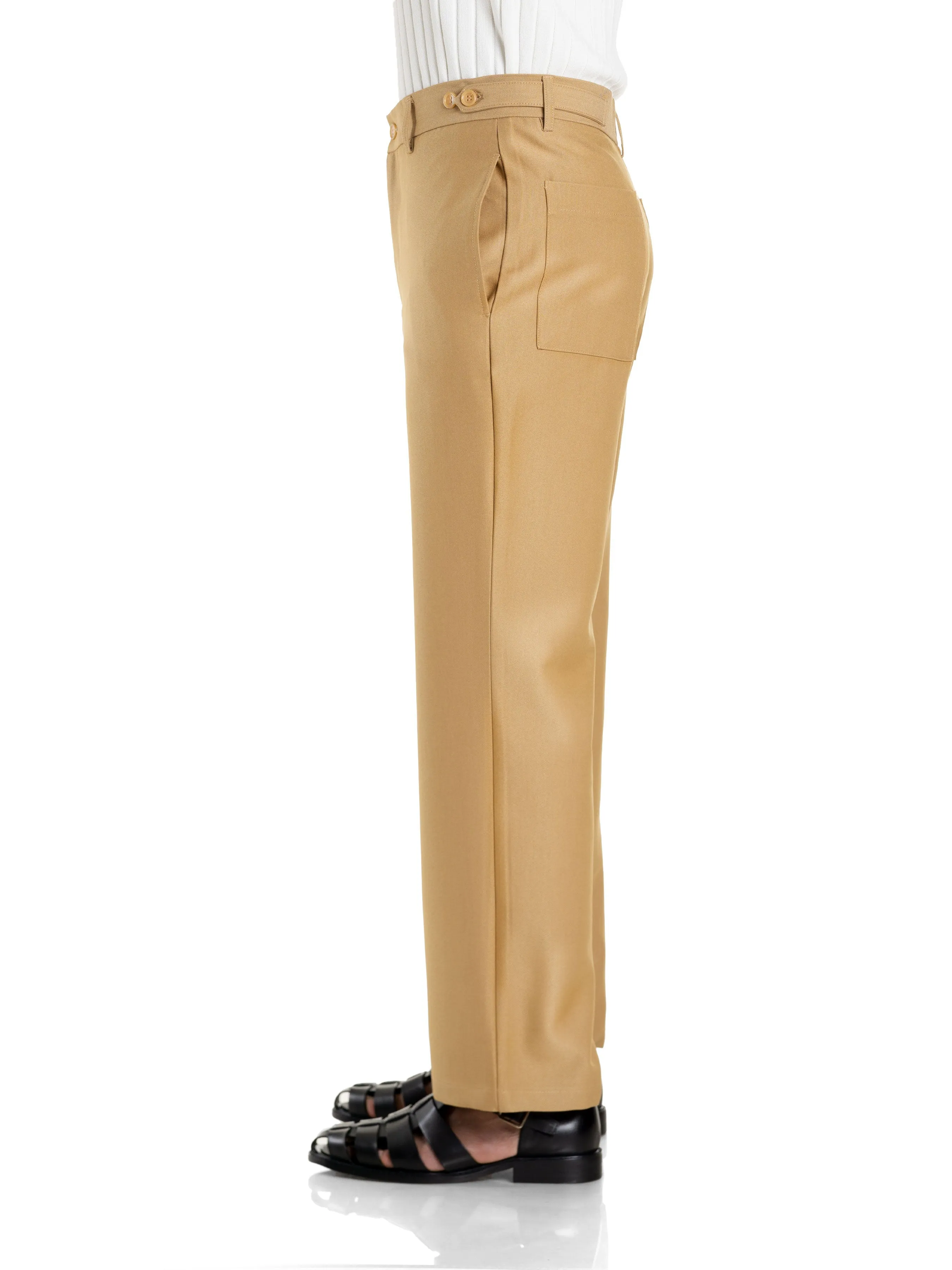 Trousers Belt Loop With Side Adjusters - Wheat (Straight Cut)