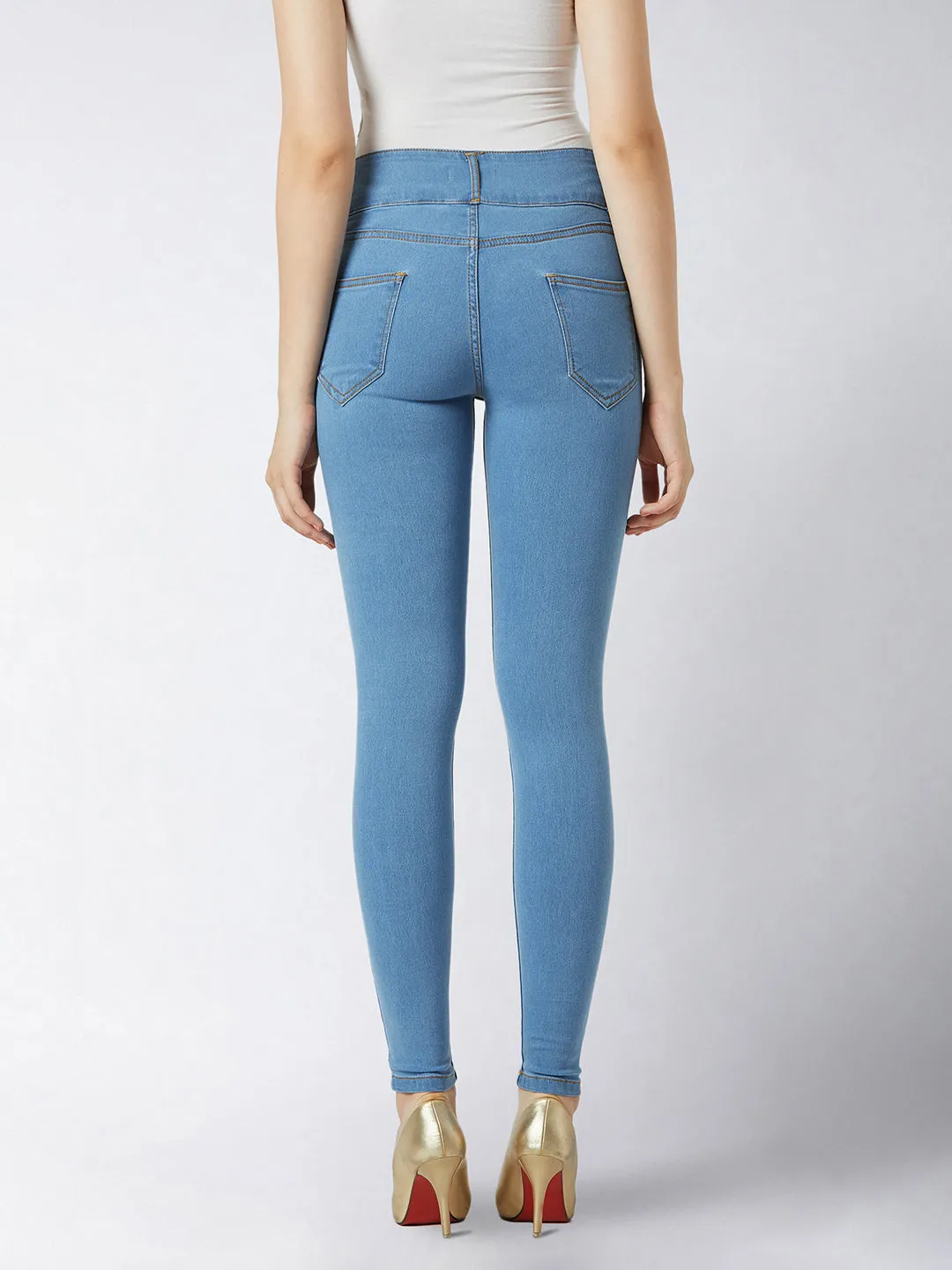 Women's Blue Skinny Fit High Rise Regular Length Stretchable Denim Pants